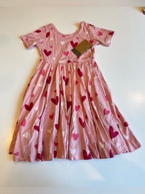 💕 NWT Pink Kyte Baby Heart Print Twirl Dresses SIZE 5t